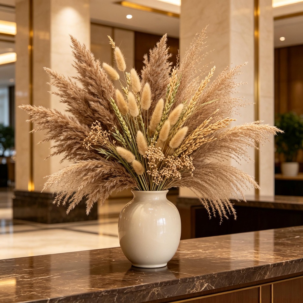 Pampas Grass Decor - 1 mazzo di fiori secchi assortiti,
