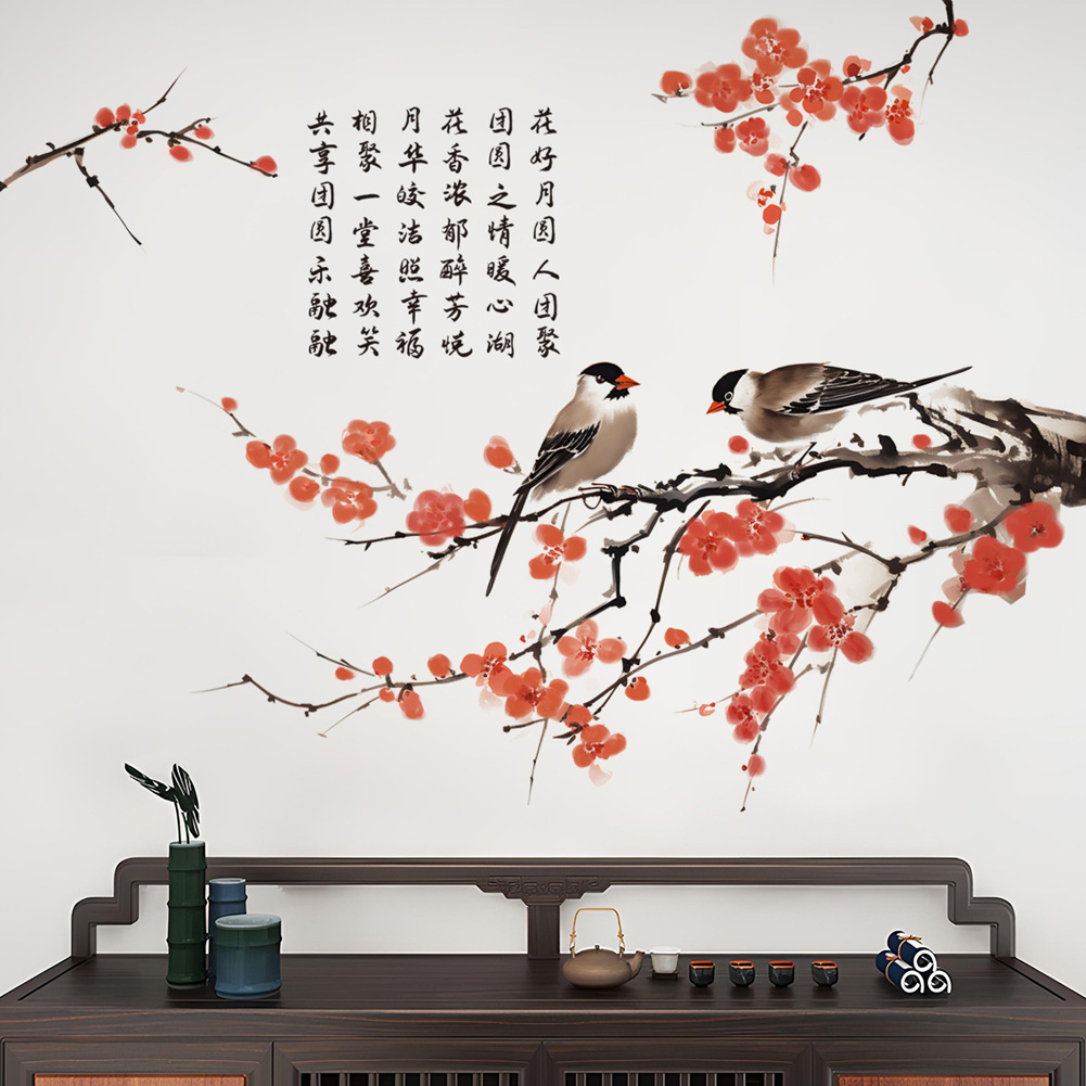 Home Decor Indonesia - Adesivi Murali Stile Cinese con Fiori