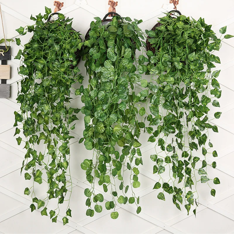 Rattan Plant Basket - 90cm artificiale ravanello verde appeso a