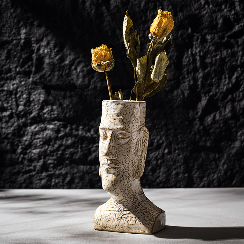 Pampas Grass Decor - CAPIRON Moai vaso figurine in ceramica