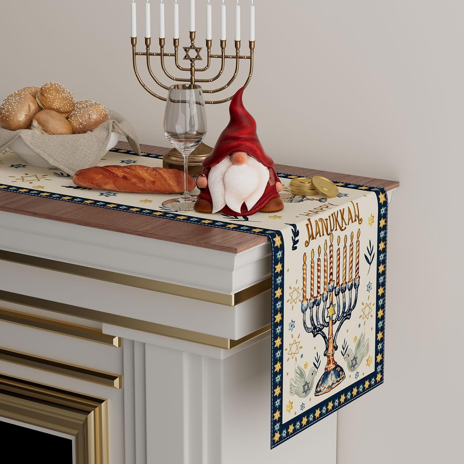 Happy Hanukkah Chanukah Menora - Linen Table Runner recensione e prezzo