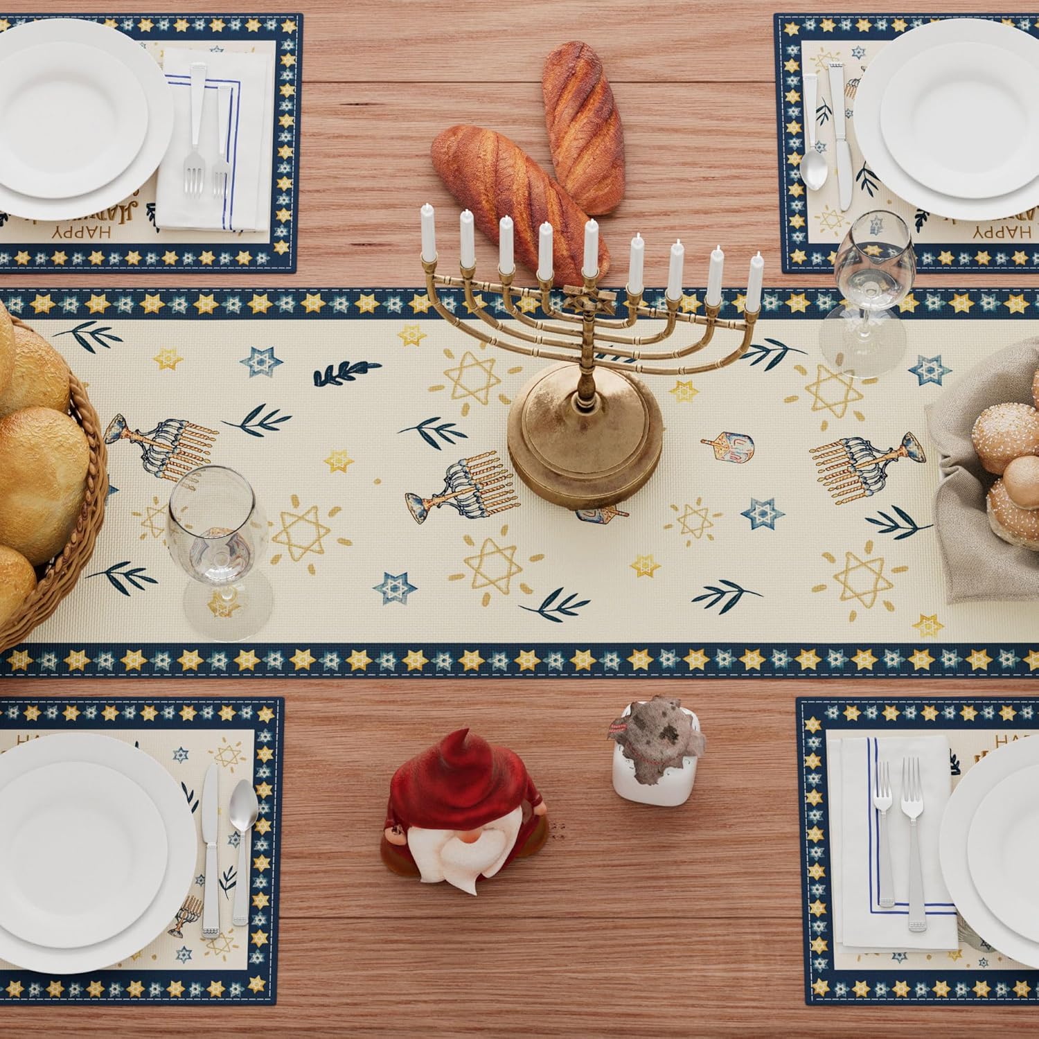 Happy Hanukkah Chanukah Menora - Linen Table Runner recensione e prezzo